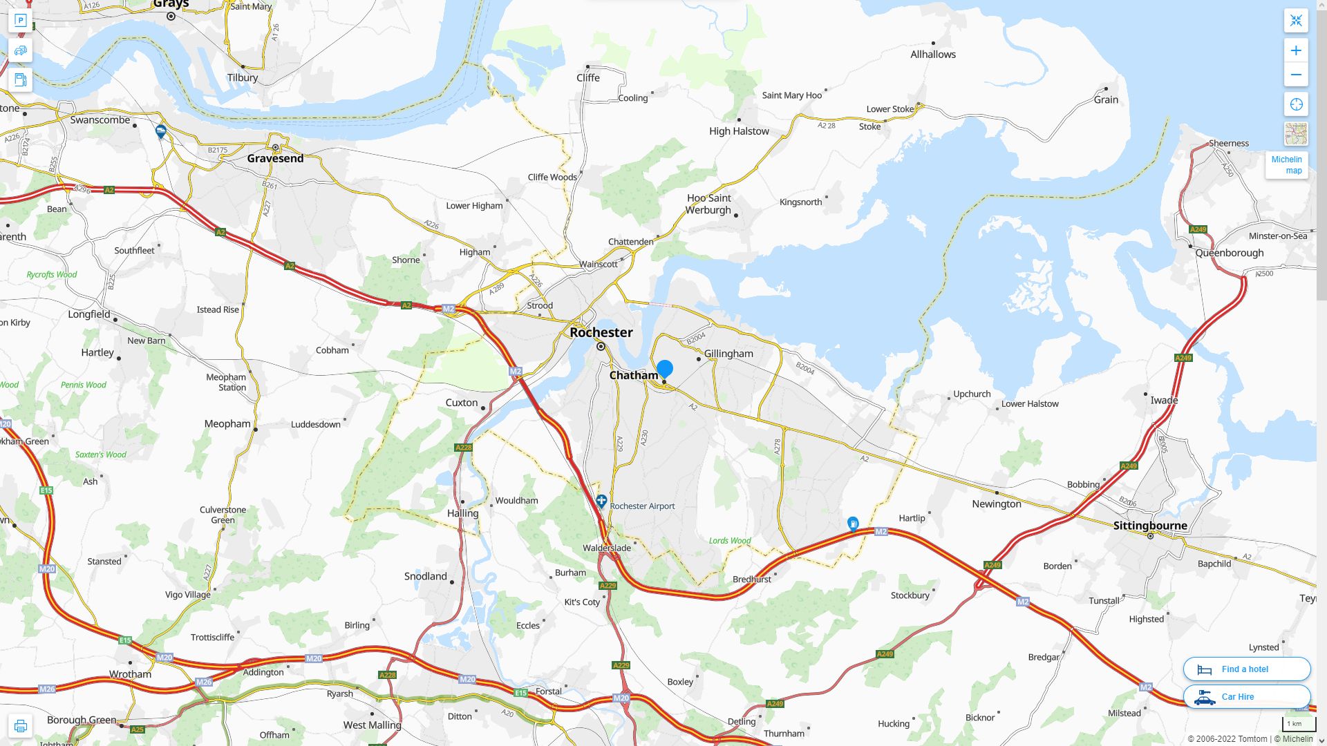 Chatham Royaume Uni Autoroute et carte routiere